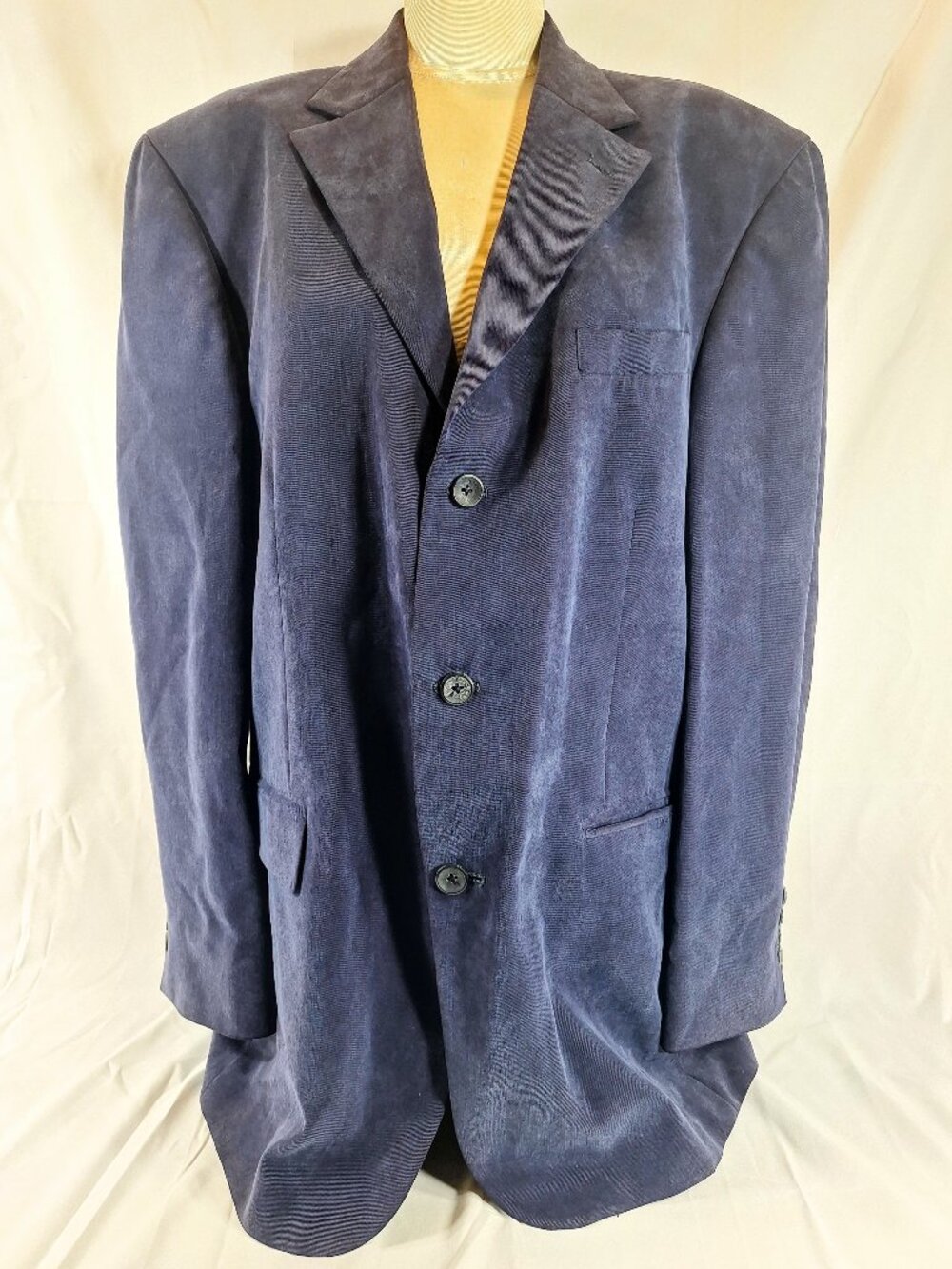 Oscar De La Renta Menswear Blazer 42R 100% Tencel Sport Coat Jacket Navy